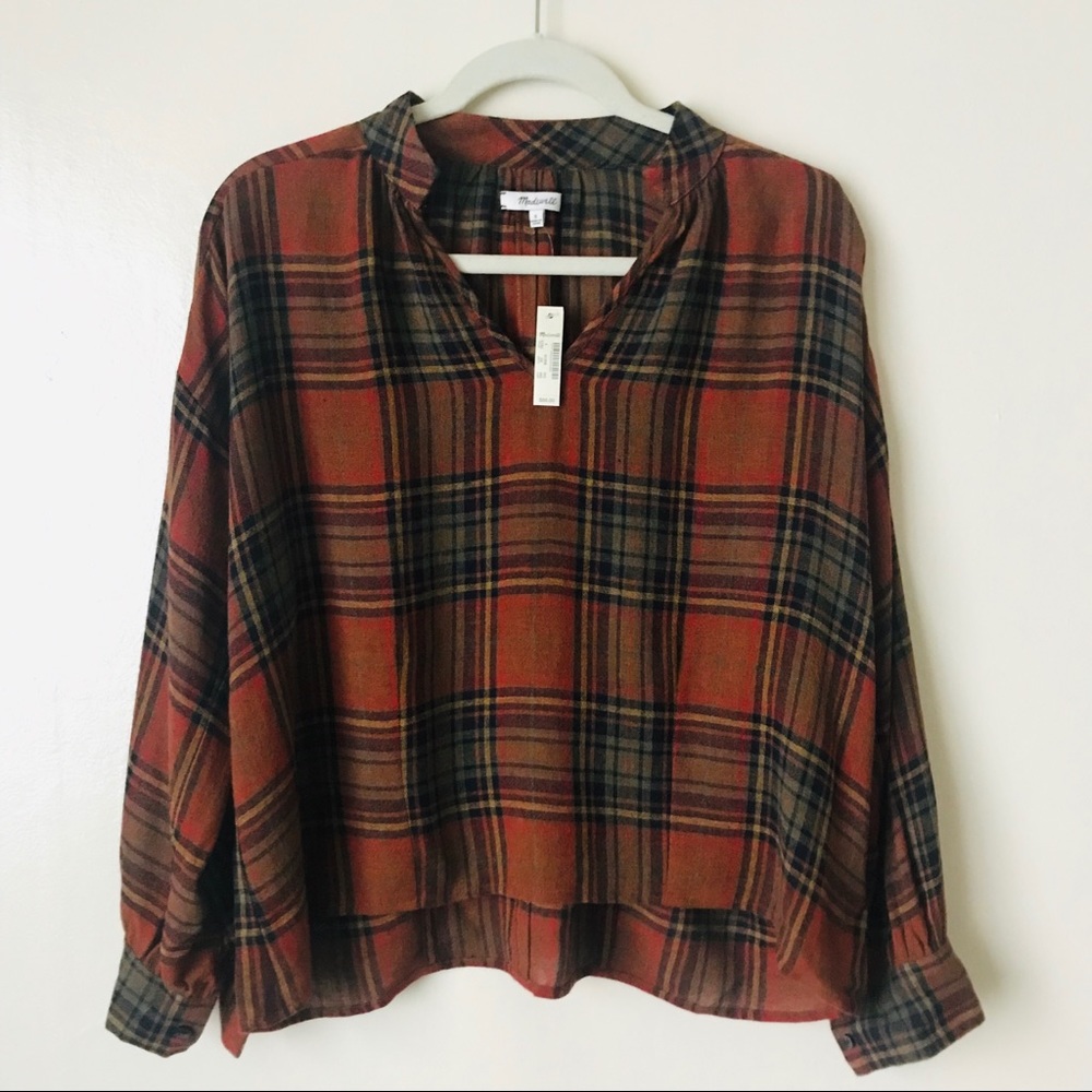 NWT Madewell Highroad plaid popover shirt